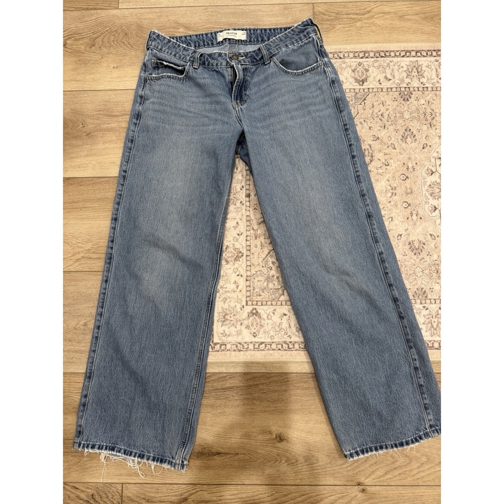 Hollister Low Rise Baggy Jeans Women Size 10r 30 x 31 Denim Y2K wide leg trendy